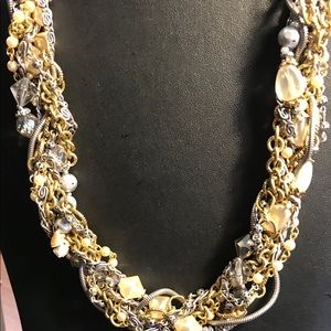 Chicos multi strand twisted silver necklace.